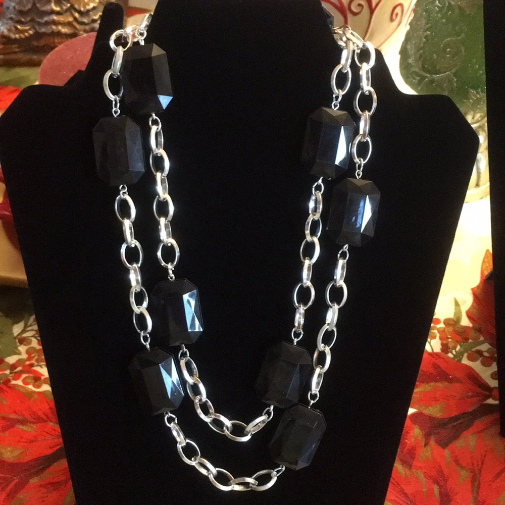 Hsn silver and black fashion necklace